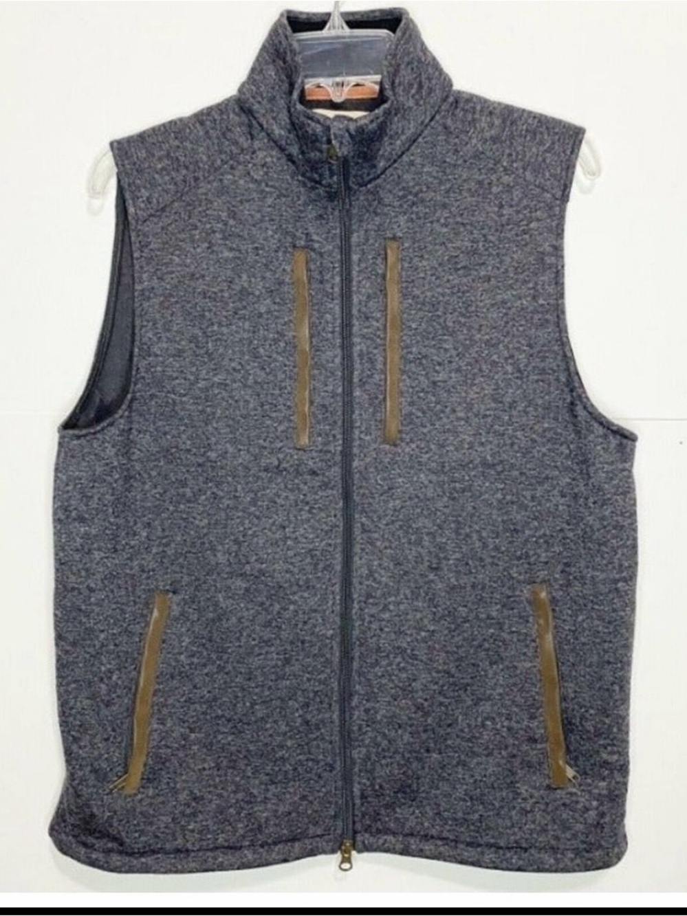 Tom beckbe Men's Charcoal Heather Zip-Front Fleece Vest Sz xl